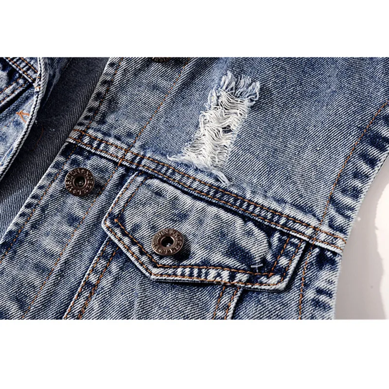2021 летние винтажные тертые сине размера плюс тонкий джинсовый жилет для женщин с