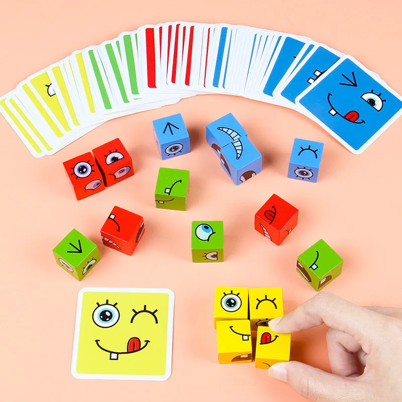 

Kids Educational Toys Emotion Change Blocks Expressions Puzzles Children Cube Table Games Early Learning Education Montessori