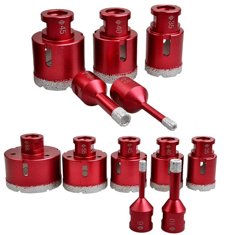 

Вакуумные Паяные биты для камня фарфор Гранит плитка Стекло керамики Мрамор Паяные кроя 6mm-100 мм сухое алмазное биты пустотелого сверла коль...