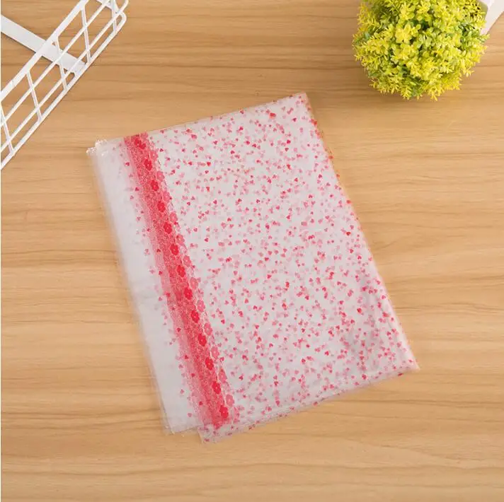 Red 100 шт, 18x25 см/34x49 см, 4 размера, большой цветок, кружевной бант, подарочная упаковка, opp пакет, самоклеющиеся пакеты, мешок для конфет, мешок для печенья, печенья - Цвет: Red