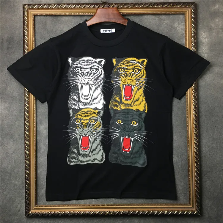 

Novelty 19ss Men New 4 different color leopard T Shirts T-Shirt Hip Hop Skateboard Street Cotton T-Shirts Tee Top kenye #F17