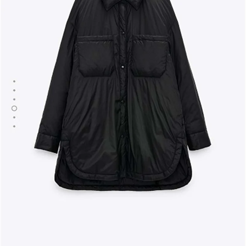 

wind women's New Khaki Green double pocket warm shirt cotton padded jacket in autumn and winter 2020
