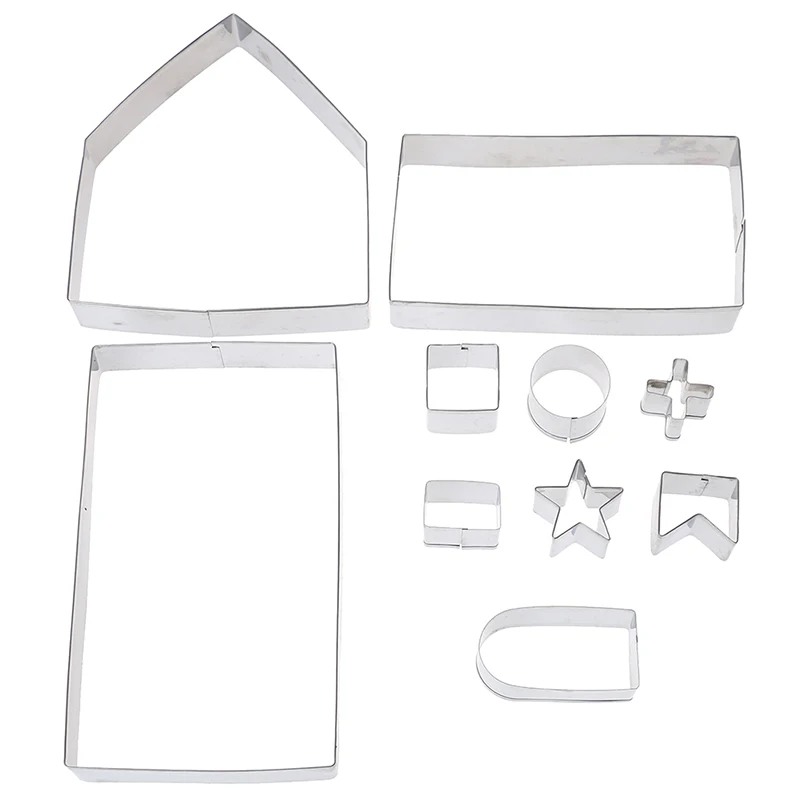 10 шт. Нержавеющая сталь 3D пряничный домик Рождественский сценарий набор резаков