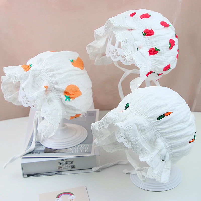 Мягкая хлопковая детская шапка с принтом клубники от солнца для новорожденных