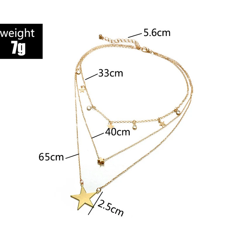 Многослойная подвеска в виде пятиконечной звезды ожерелье-свитер