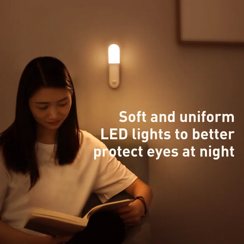 

Baseus PIR LED Motion Sensor Light Y-Shape Aisle Light Magnetic Bedside Emergency Night Light Closet Wardrobe Stairs 0.5W USB