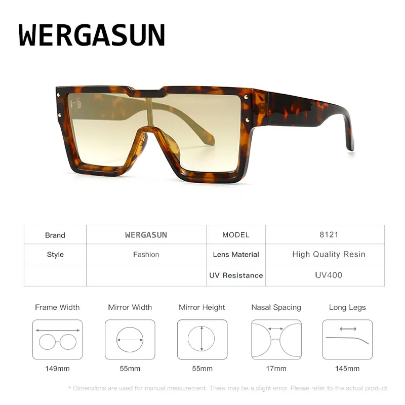 

WERGASUN Vintage Big Square Sunglasses Women/Mens Goggles Oversize Sun Glasses Female Fashion Famous Brand Eyewear Gafas De Sol