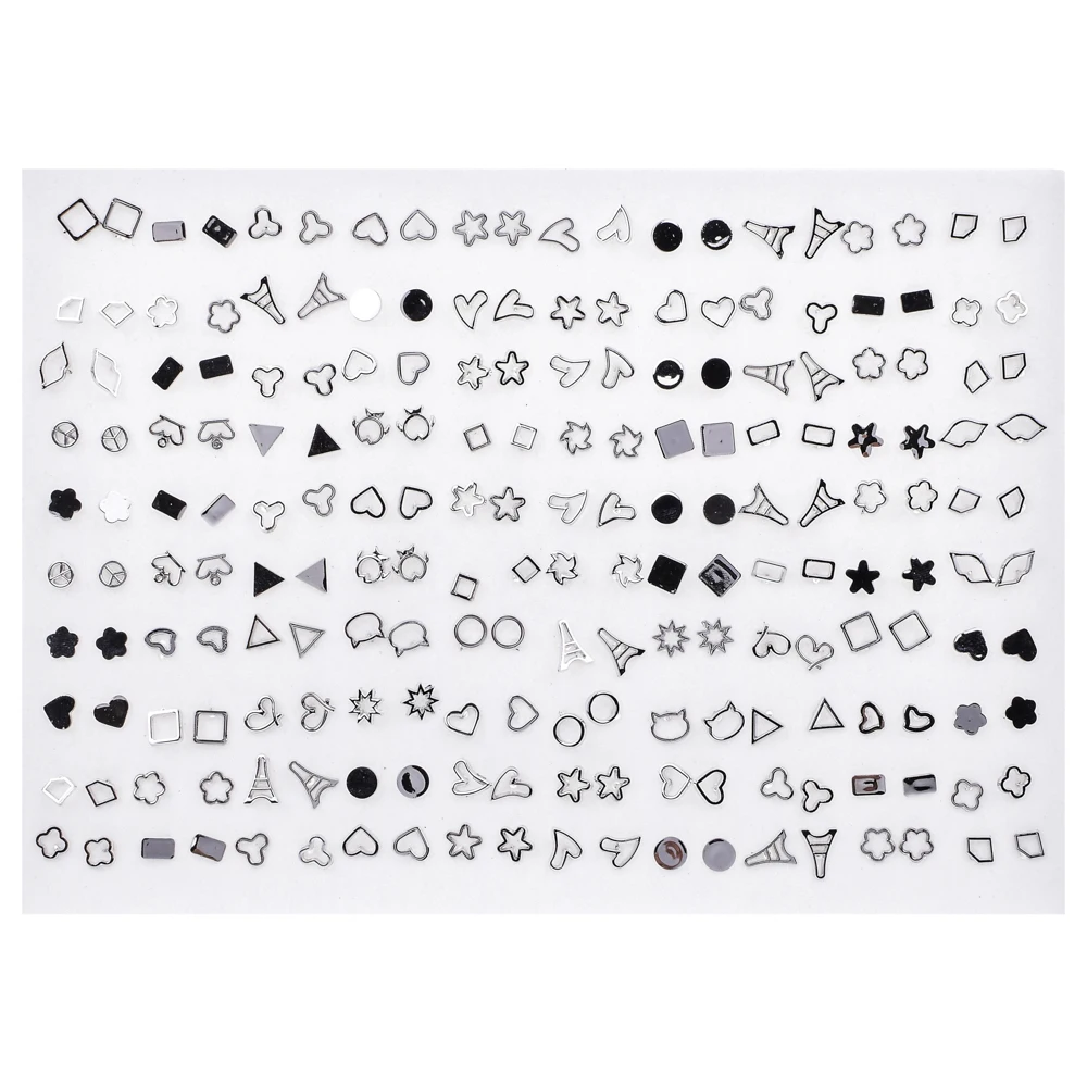 100 пар/лот женские акриловые сережки гвоздики золотого и серебряного цвета набор