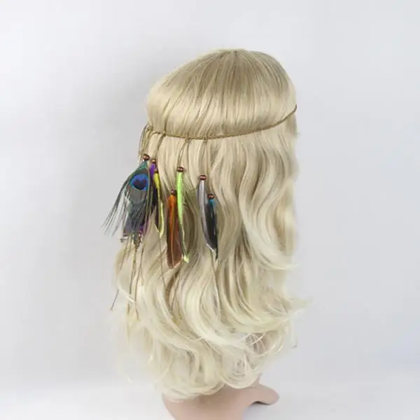 Повязка на голову в стиле хиппи индийская повязка с перьями| |