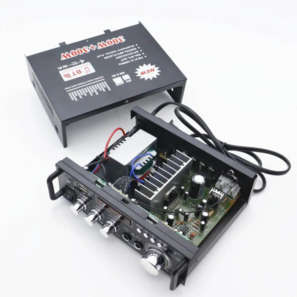 

600W HIFI Bluetooth-Compatible Power Amplifier Car/Home Digital Power Audio Amplificador For Speaker Treble Bass Control FM USB