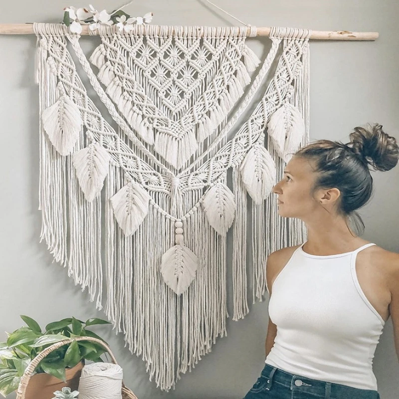 

Big Size Macrame Tapestry Wall Hanging Bohemian Chic Handicrafts Woven Tapestry Modern Boho Living Room Bedroom Wall Decoration