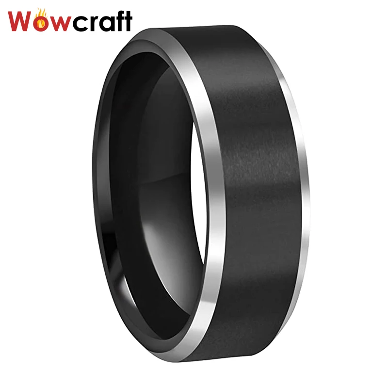 

8 мм черные вольфрамовые кольца для мужчин со скошенными краями обручальные кольца матовая поверхность удобная посадка