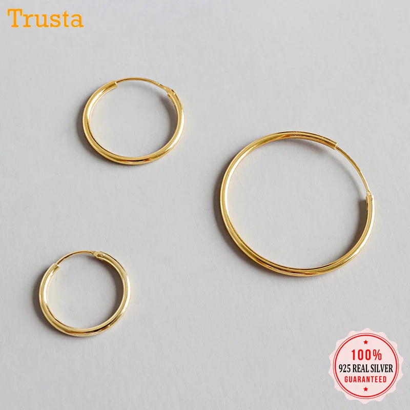 Trustdavis,, Твердое Серебро 925 пробы, золото, уникальная форма, пирсинг, обруч, серьги для женщин, девушек, девушек, хорошее ювелирное изделие DA102