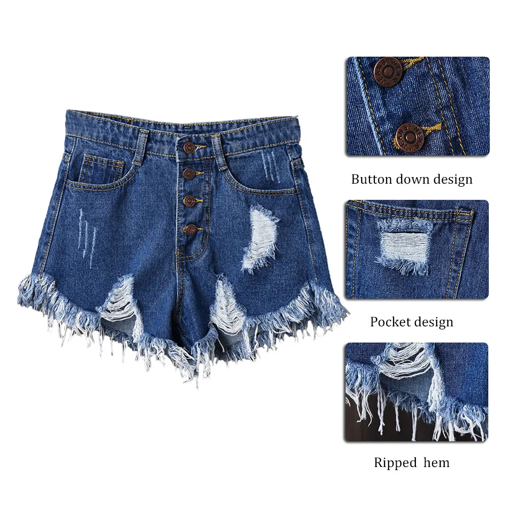 

2020 Women Sexy Tassel Hole Shorts Jeans Denim Short Pants Women'S Denim Shorts Pantalones Cortos Mujer