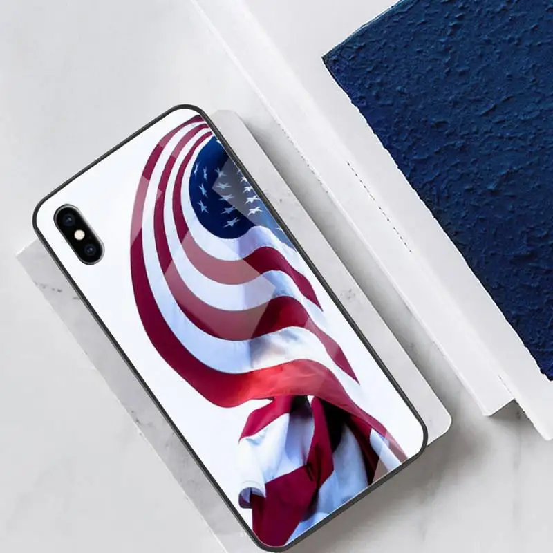 

USA American Flag Phone Case For Ipohne 11 12 Pro Max XR 8 PLUS Cover Case Glass For Iphone 11 Case