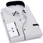 Мужская деловая рубашка, с длинным рукавом, в горошек, повседневная, мягкая, удобная, весна, DA-026