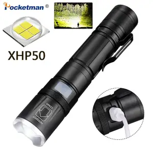 Фонарик с увеличением XHP50, фонарик, сильный светодиодный фонарик, уличный Многофункциональный портативный фонарик с держателем ручки