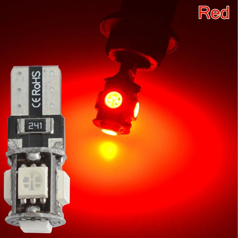 

Canbus White Blue Red Yellow Green T10 5smd 5050 Led Car Light
