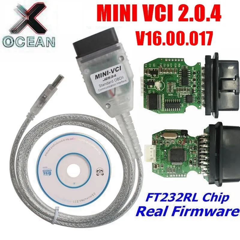 Новейшая модель SW V16.00.017 FT232RL чипа в реальном прошивки V2.0.4 мини-vci MINI-VCI стабильным
