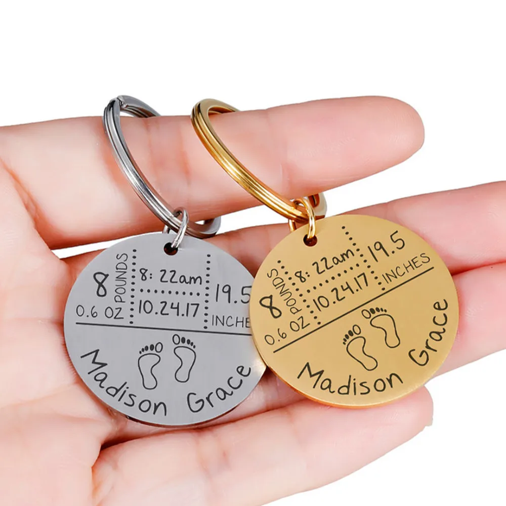 

Baby Keychain Personalized Name Date of Birth Weight Time Height for Newborn Commemorate Baby Stats Keyring New Mom Gift