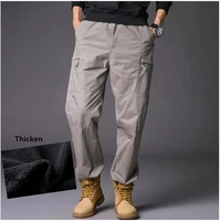 autumn winter fleece pants mens casual trousers straight loose fashion cargo pants overalls high waist mens bottoms