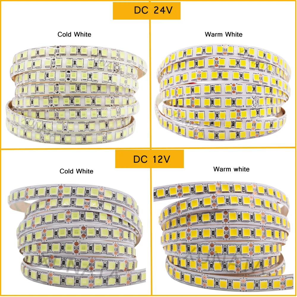 5M Светодиодные ленты светильник SMD5054 600 светодиодный s DC 12V 24V гибкий светодиодный лента Водонепроницаемый светодиодный Светодиодная лента световой полосы для украшения дома