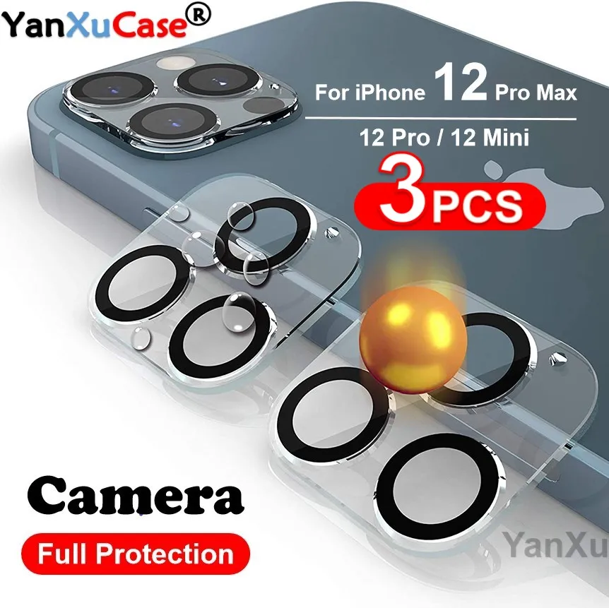 

3Pcs 3D Full Cover Camera Lens Screen Protector For iPhone 13 12 Pro Max Mini All Inclusive Lens Tempered Glass For i13 Pro Max
