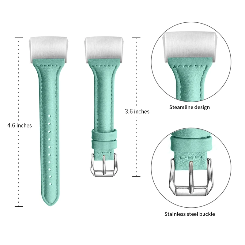 chic teal OULUCCI металлический сетчатый ремешок с петлей, для браслета Fitbit charge 2 кожаный ремешок для Fitbit charge, 3 ремешка, умный браслет для мужчин и женщин - Цвет: chic teal