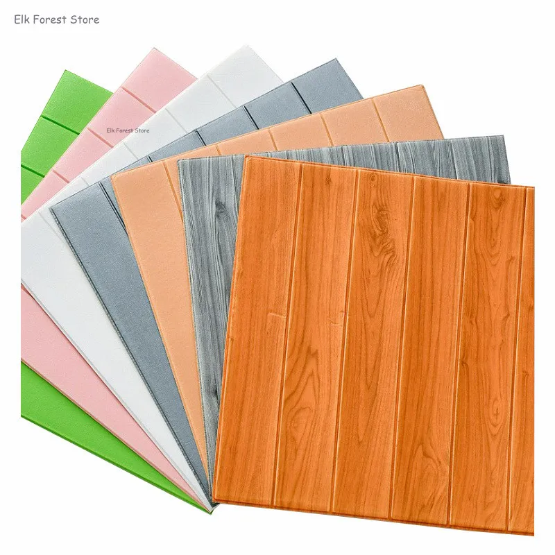 

Настенная 3d наклейка из пенополиуретана с текстурой древесины, используется в детской комнате, безопасная настенная роспись, самоклеящиес...