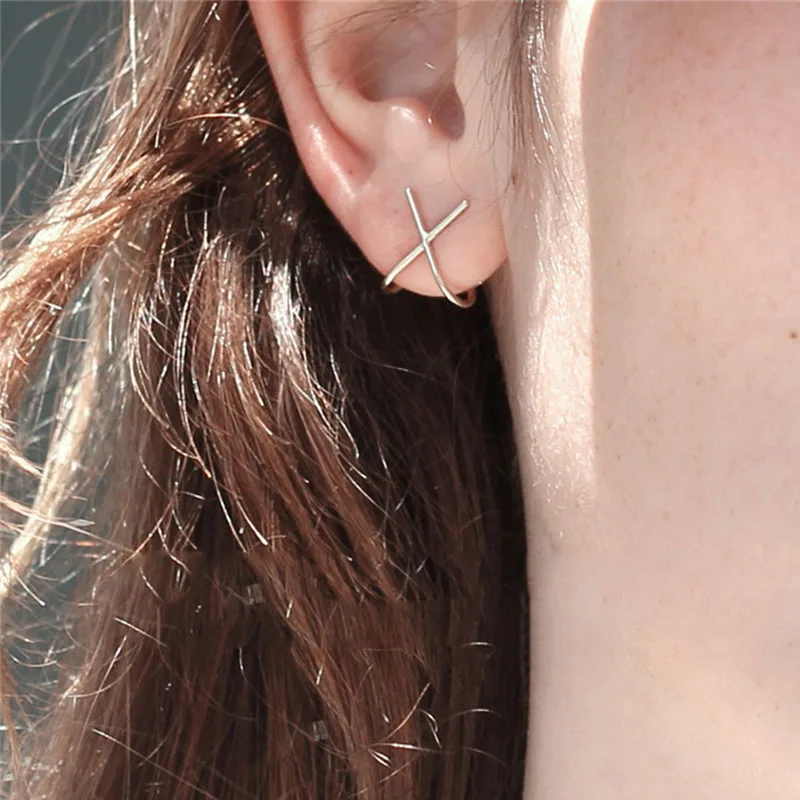Корейский Серебряный Цвет крест серьги со шпилькой для женщин девочек Новая