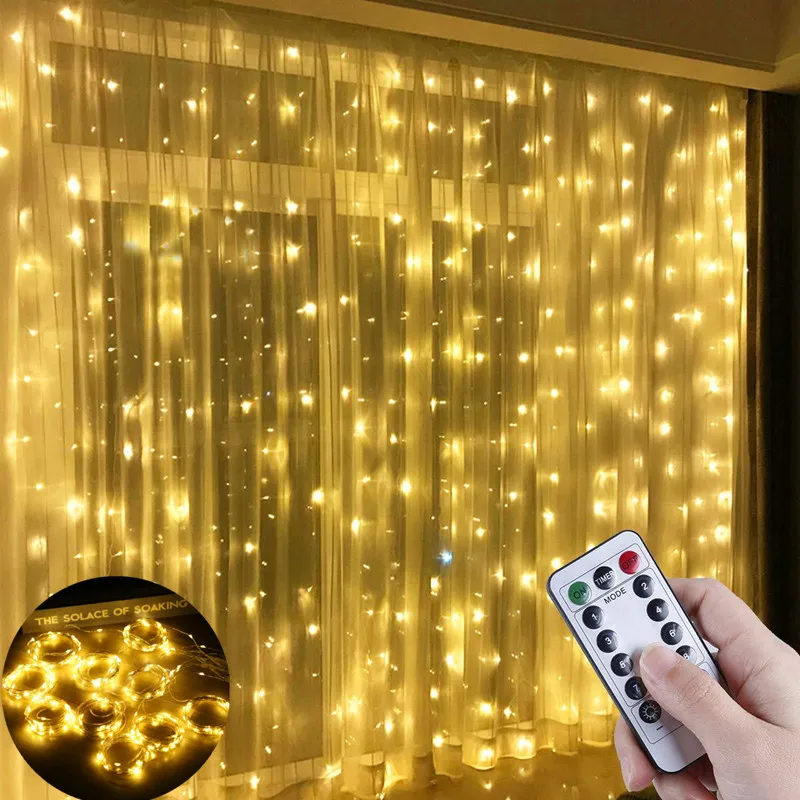 

3M LED Curtain Garland on The Window USB Power Fairy Lights Festoon with Remote New Year Garland Led Lights Christmas Decoration