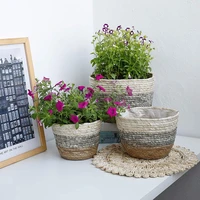 wicker woven storage basket planting flower pot seagrass rattan straw folding organizer laundry basket home garden mimbre basket