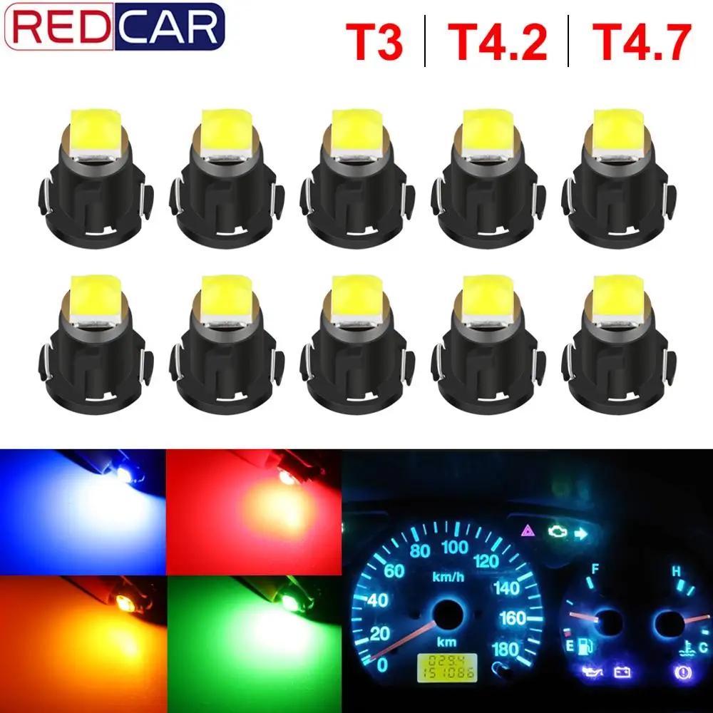 10 шт. T3 светодиодный 3030 SMD лампы T4.2 T4.7 индикатор светильник для фар Индикаторы