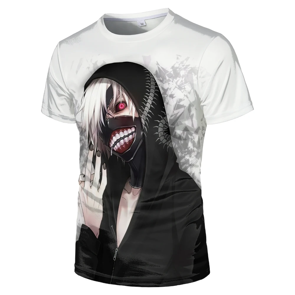 

Tshirts Summer tops Anime T-shirt Men Tokyo Ghoul Half face Kaneki Ken 3d print New style Fashion Short Sleeve Black Hip Hop
