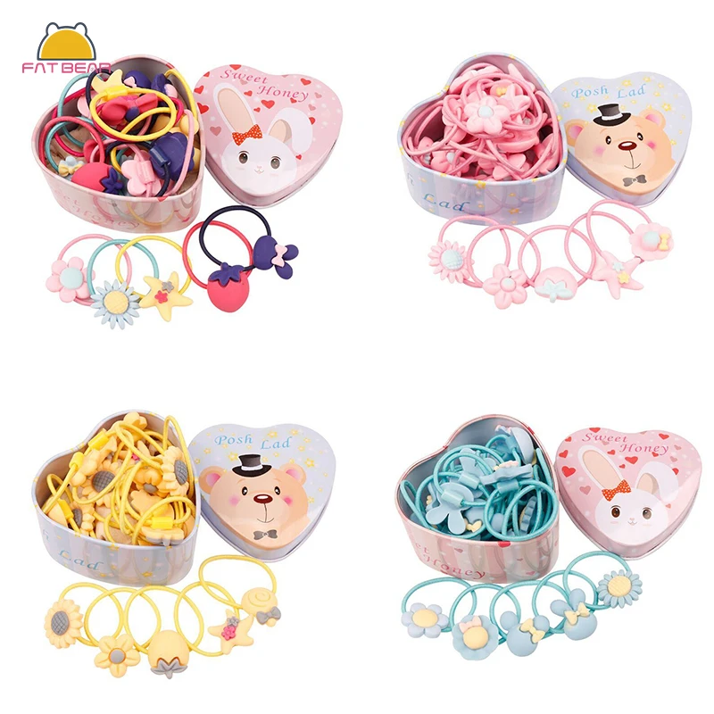 20 шт./лот эластичная повязка для волос с мультяшными животными девочек детская