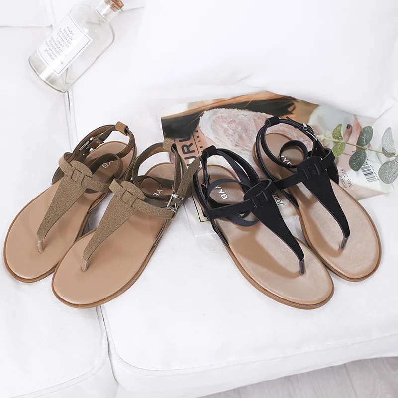 

Сандалии женские кожаные, шлепанцы, плоская подошва, Повседневная пляжная обувь, летние босоножки