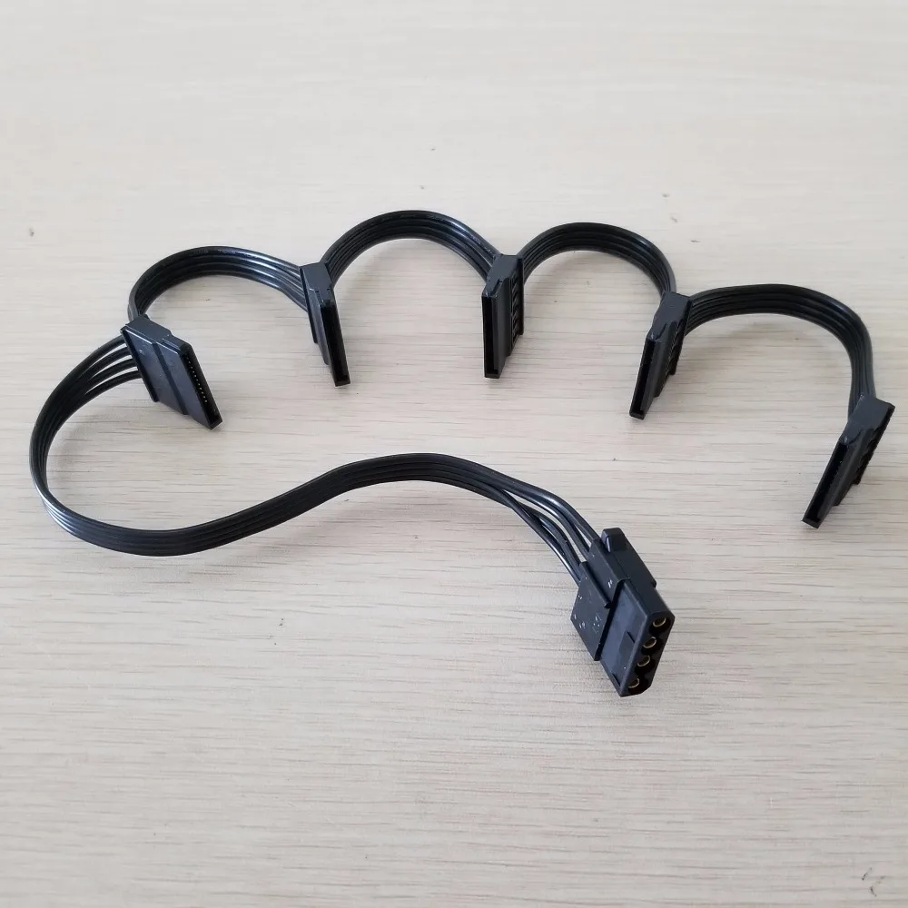 Кабель питания IDE Molex 10 шт./лот от 4pin до 5x15pin SATA 18AWG для жесткого диска HDD SSD ПК