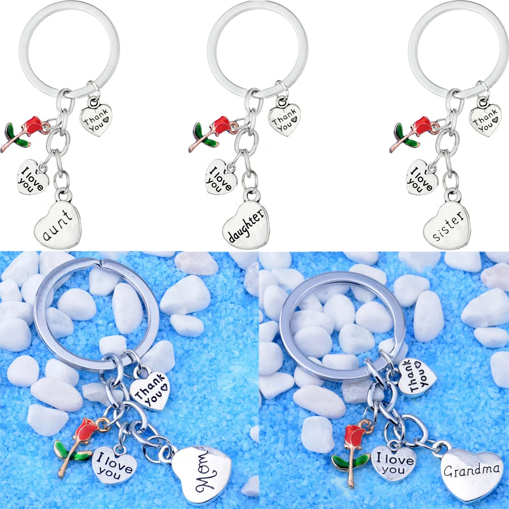 Семейный брелок любовь цветок Сердце Роза Шарм тетя дочь мама сестра я люблю тебя