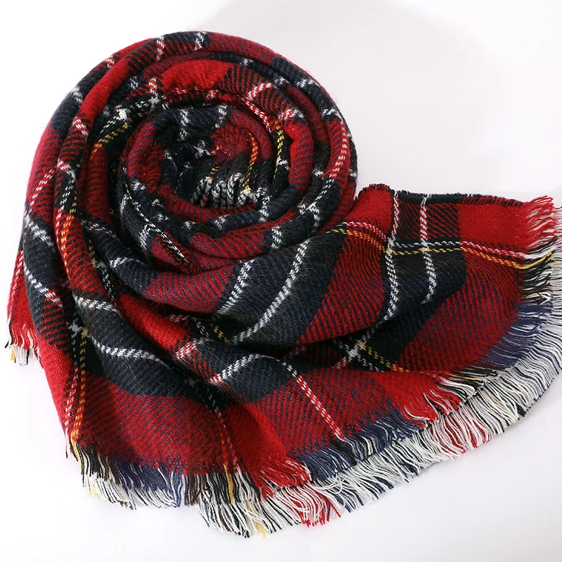 

[FEILEDIS] Classic plaid scarf thick soft plaid big lady sweet scarf warm couple temperament long fresh scarf cute knit shawl