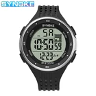 Мужские повседневные цифровые часы SYNOKE, из ПУ кожи, с полым ремешком, светодиодная подсветка, с отображением времени работы, дня недели, 1224 часовой системой