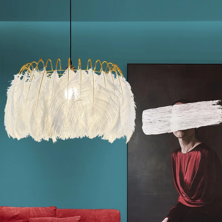 Moderno lámparas colgantes Led pluma nórdica colgante iluminación Living dormitorio interior decoración blanco luminaria suspensión luces