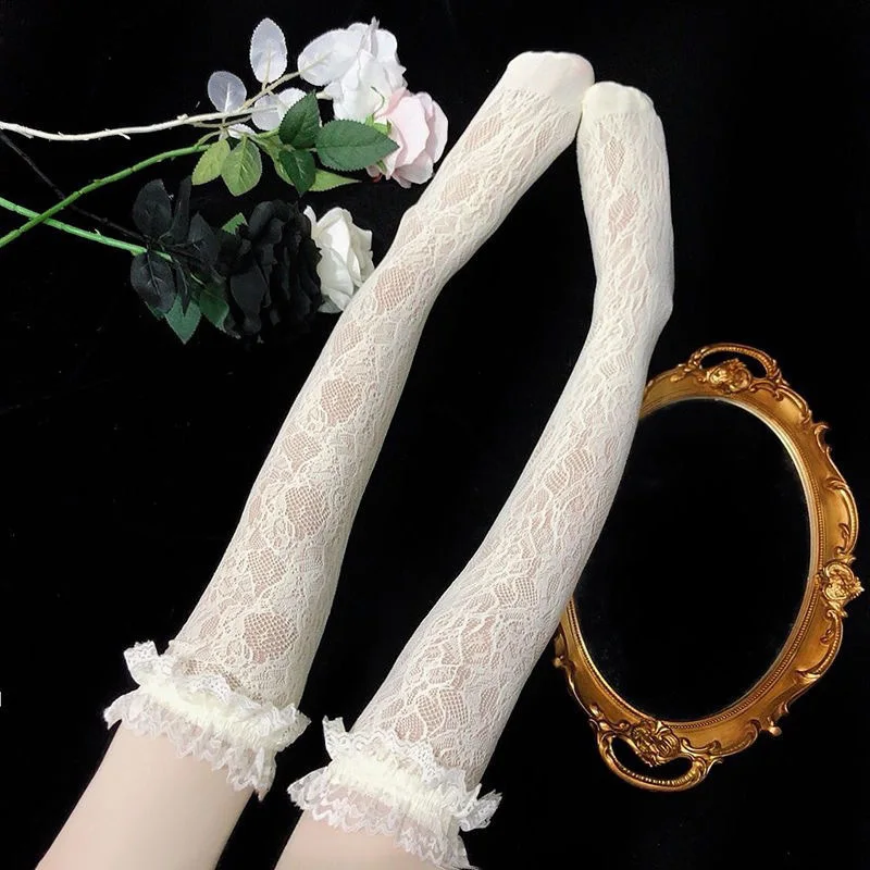 Чулки женские кружевные прозрачные тонкие | Женская одежда