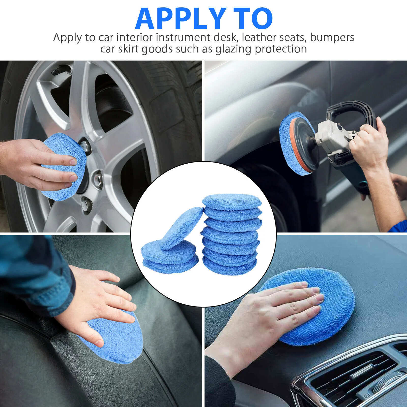 

20pcs Set Waxing Sponge 5 Inches Applicator Pads Buffing Polish Microfiber Foam