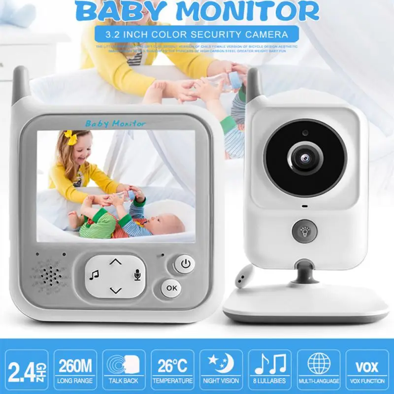 

3.2 Inch Wireless Video Color Baby Monitor High Resolution Baby Nanny Security Camera Night Vision Temperature Monitoring