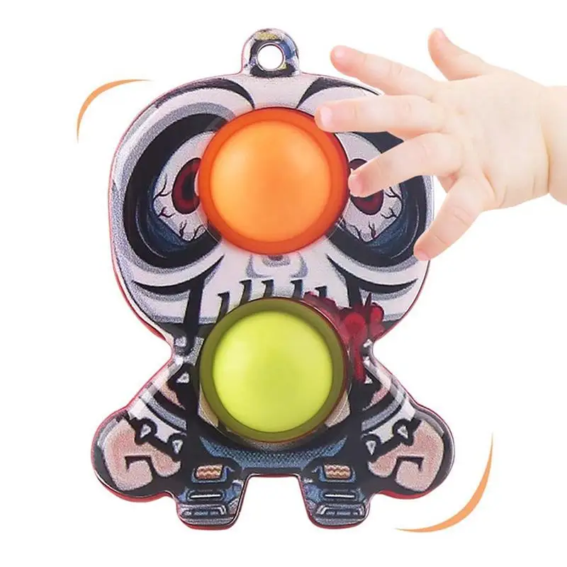 

Пузырьковый брелок для ключей для Хэллоуина, игрушка с простым зажимом, сенсорная пузырьковая для взрослых, детей, брелок для ключей с аутиз...