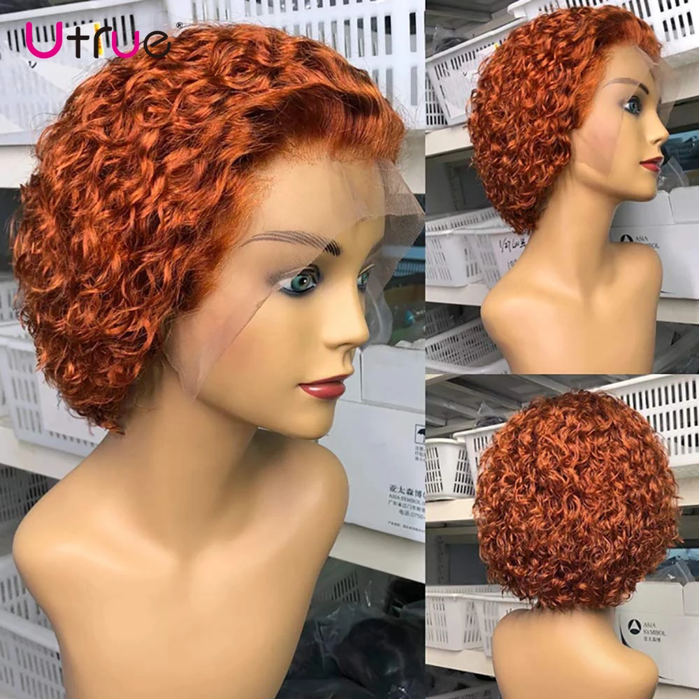 

Straight Colored Orange Ginger Human Hair Wig Short Curly Human Hair Wigs For Women Human Hair