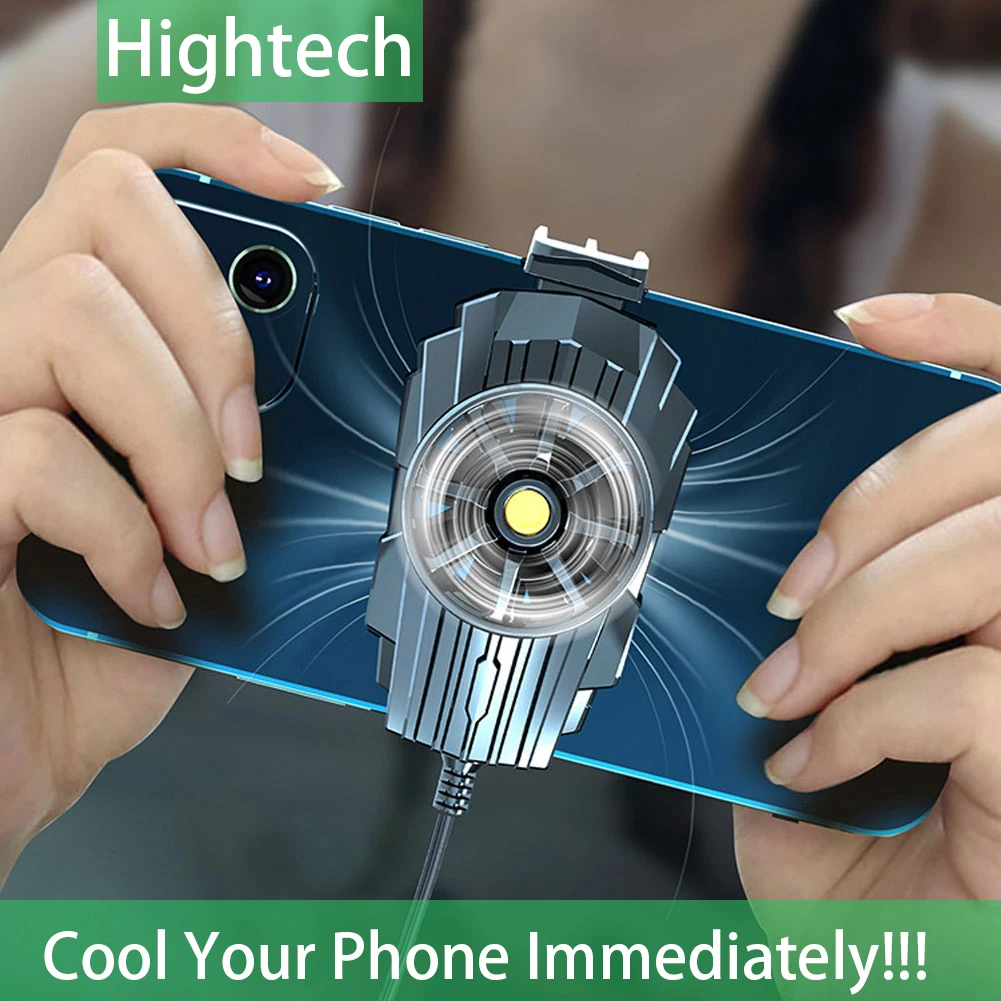 

Hightech Phone Radiator Smart Cooling Fan While Game Live Vedio Phone Holder Stand Cooler For iphone Huawei Samsung Xiaomi