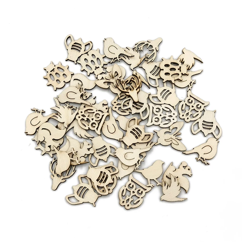 50 шт. деревянные ломтики с цветочным узором | Дом и сад