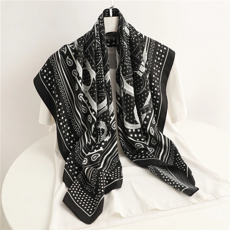 

Luxury Popular Headband Headscarf Women Print Shawl Neckerchief Female Hair Wrap Foulard Twill Square Scarf For Hijab Bandana