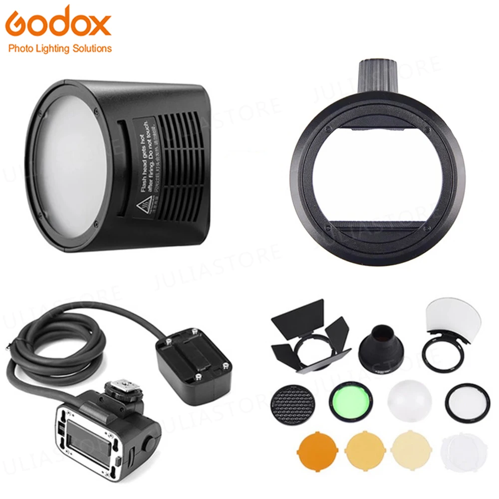 

godox AD200 flash accessory WITSTRO H200R Round Flash Head and EC-200 Extension Head AK-R1 Color temperature reflector